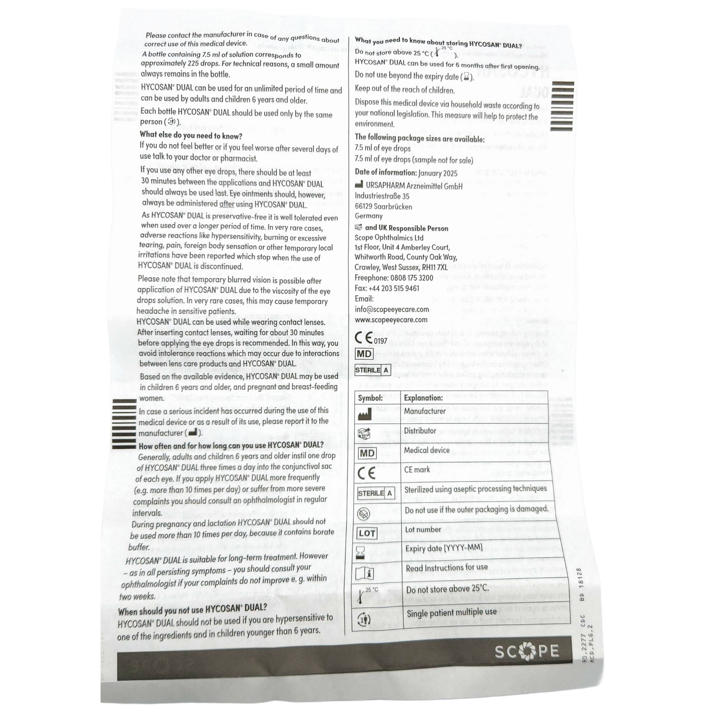 Hycosan Dual Lubricating Eye Drops - 7.5 ml