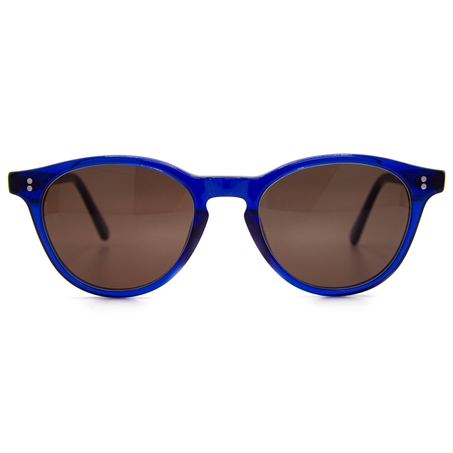 Round Upswept Blue - Prescription Sunglasses