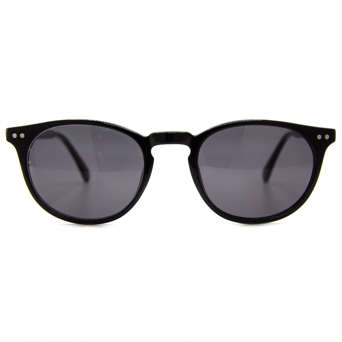 Small Round Gloss Black Sunglasses