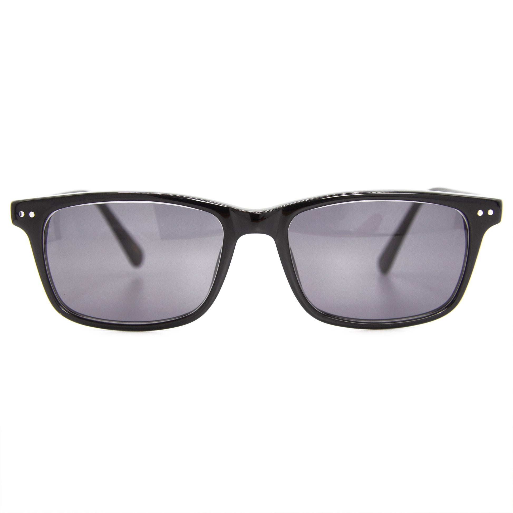 Slim Rectangular Gloss Black Sunglasses