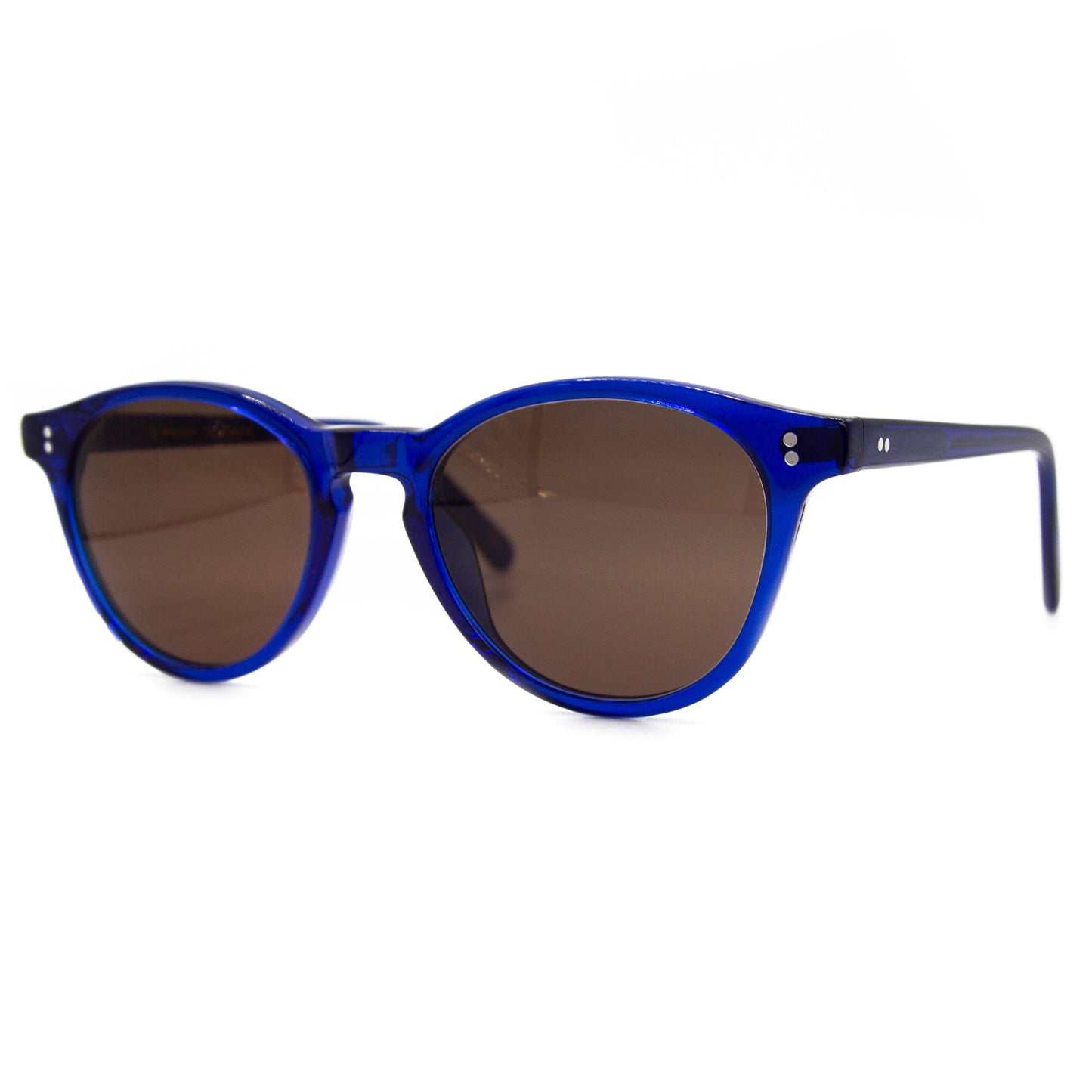 Round Upswept Blue - Prescription Sunglasses