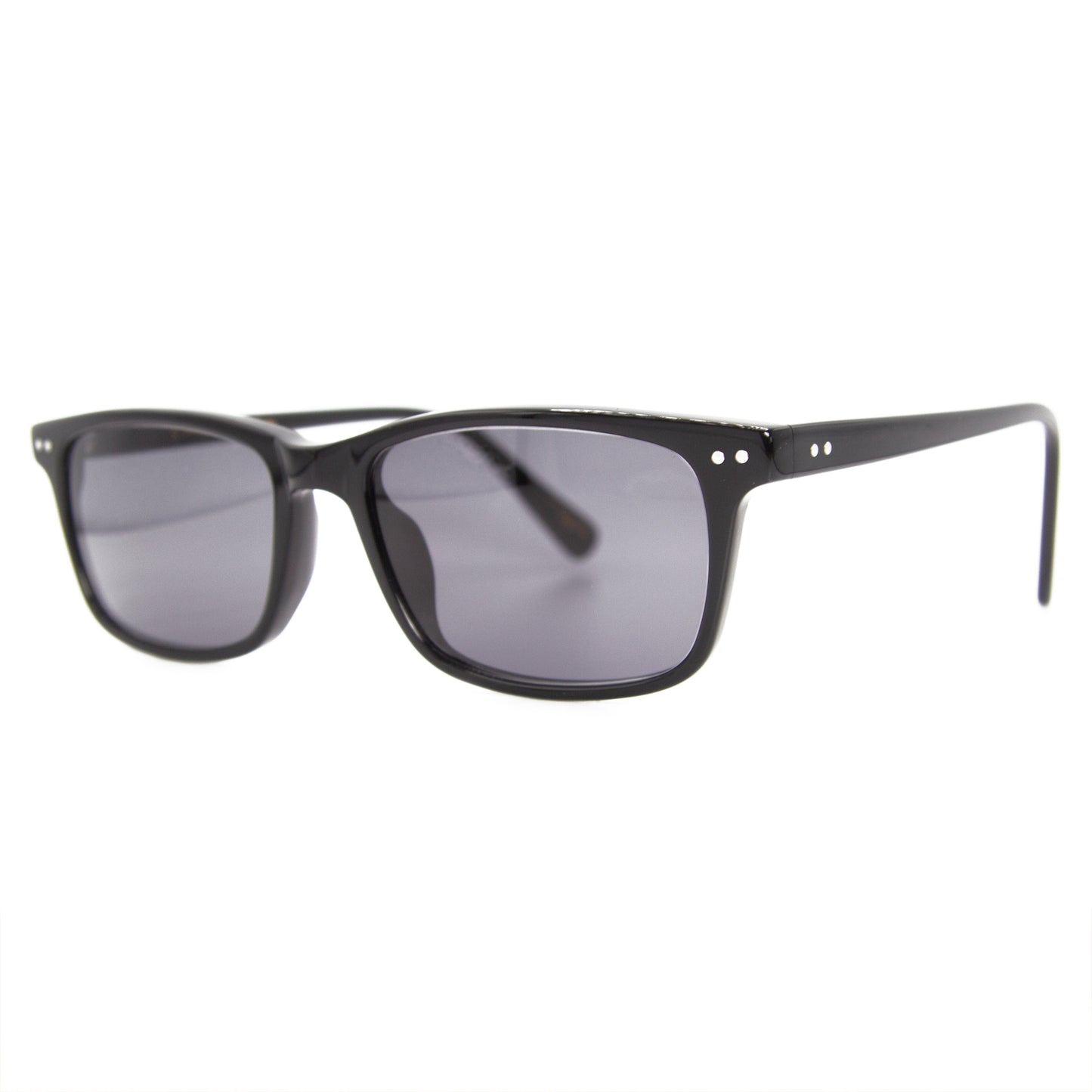 Slim Rectangular Gloss Black Sunglasses