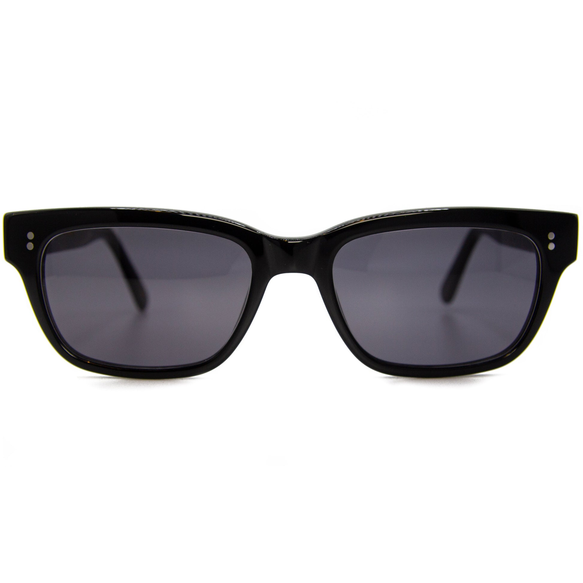 Chunky Rectangular Gloss Black Sunglasses