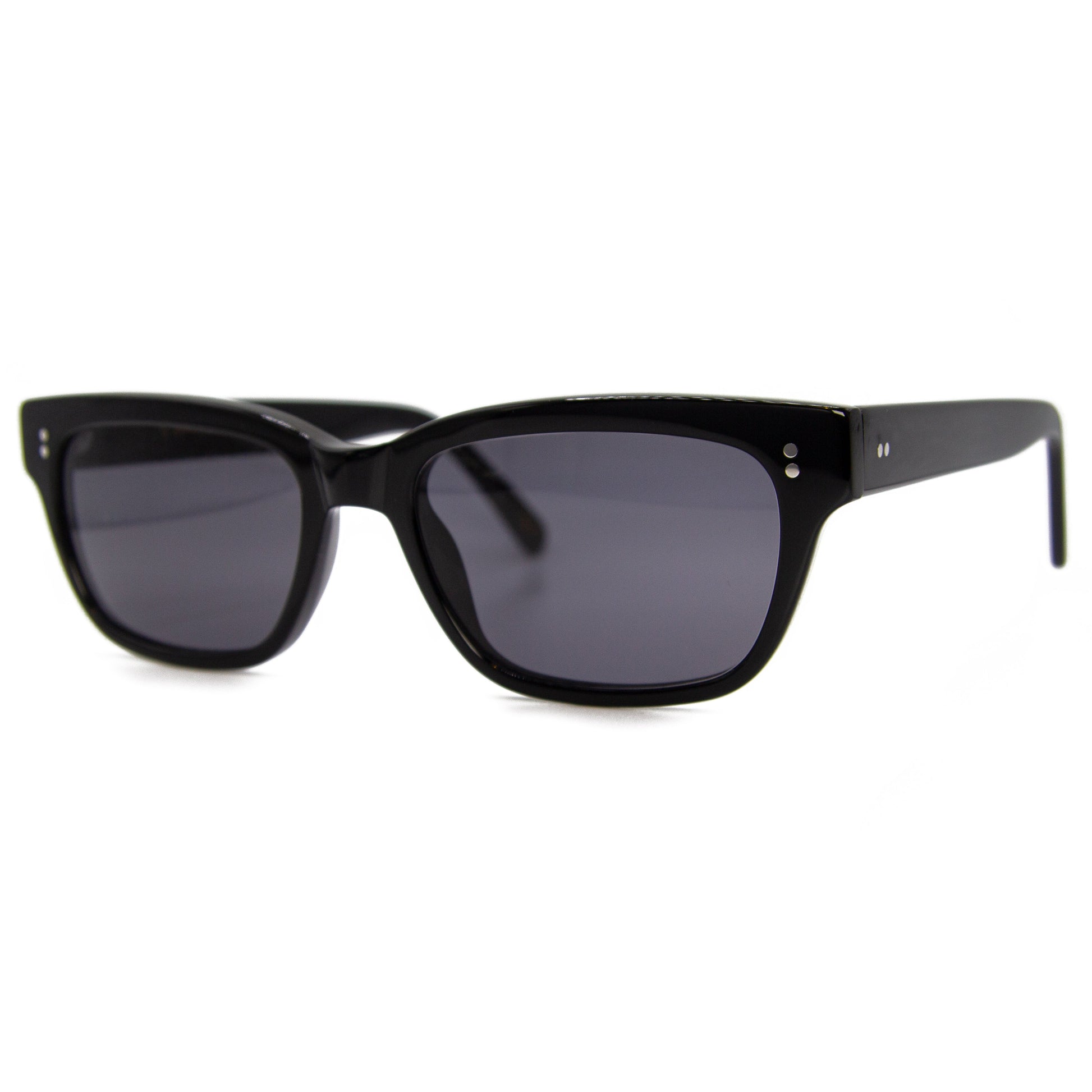 Chunky Rectangular Gloss Black Sunglasses